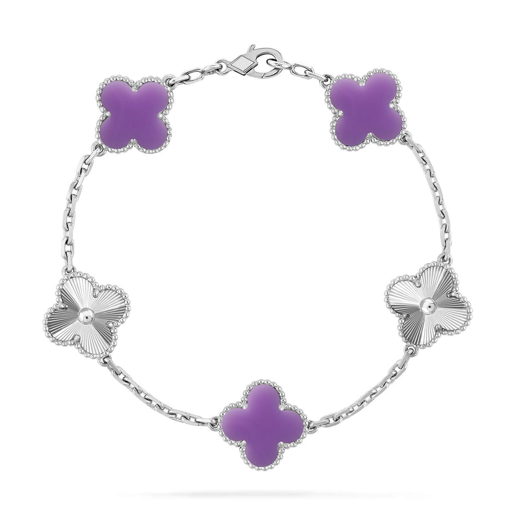 [[⭐DORISW] ]NEUE KOLLEKTION: CLOVER-ARMBAND MIT 5 MOTIVEN IN HELLVIOLETT