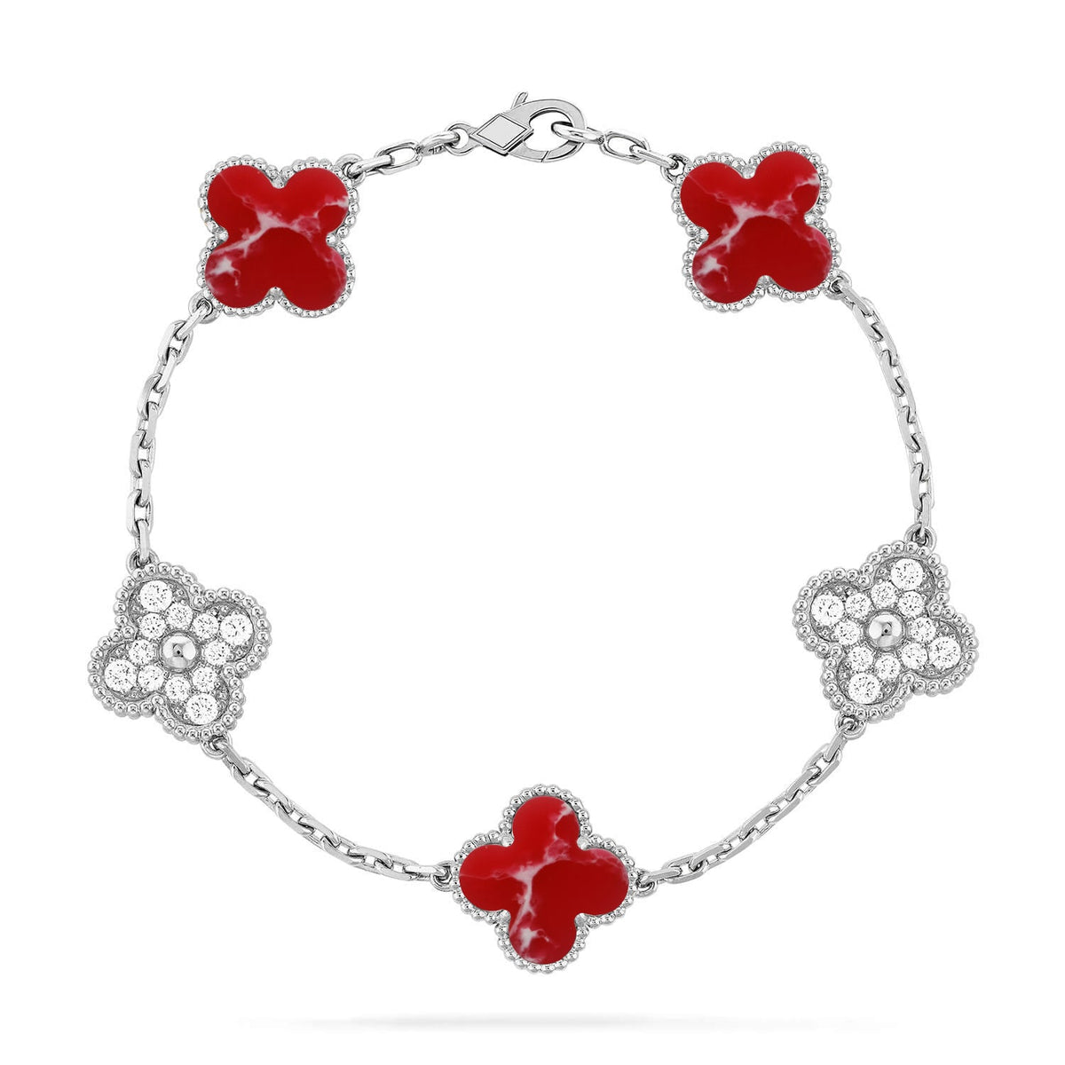 [[⭐DORISW] ]New CLOVER 5 MOTIF RED PATTERN BRACELET COLLECTION