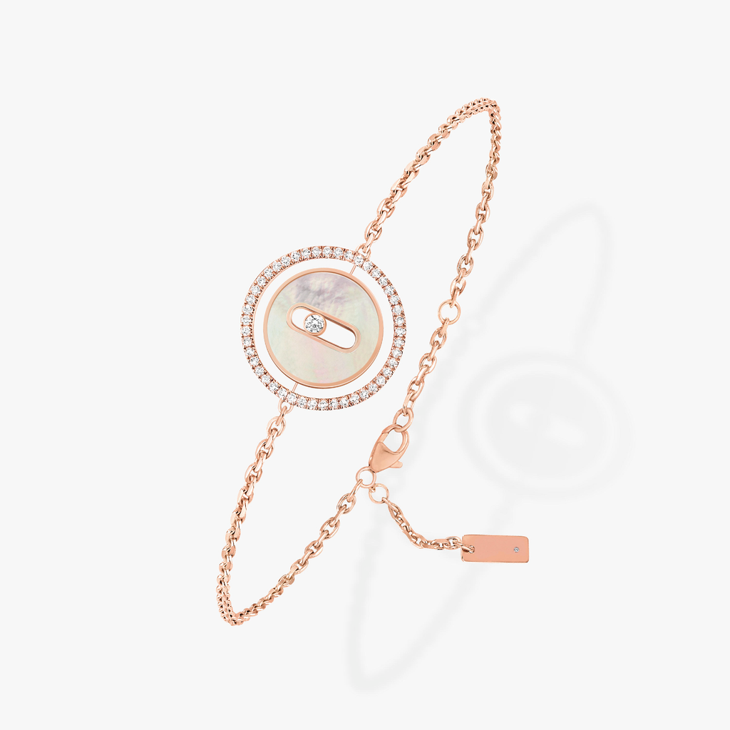 [⭐DORISW]LUCKY MOVE ARMBAND AUS WEISSEM PERLMUTT, ROSEGOLD UND DIAMANTEN