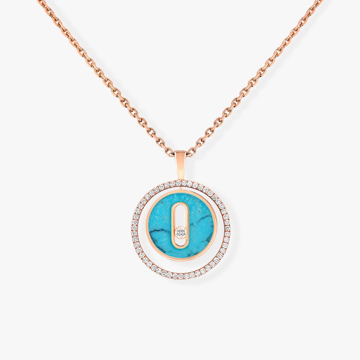 [[⭐DORISW] ]  MOVE 1 DIAMOND TÜRKIS ROSÉGOLD DIAMANT-HALSKETTE