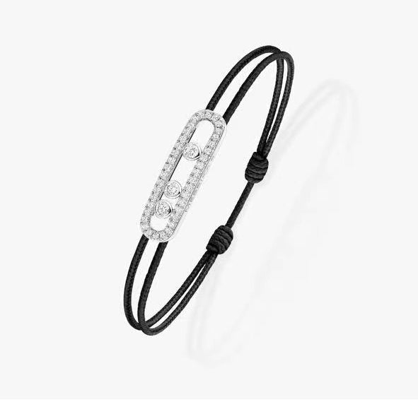 [⭐DORISW]Messika Care(s) Armband mit rosa Kordel und Diamant-Pavé