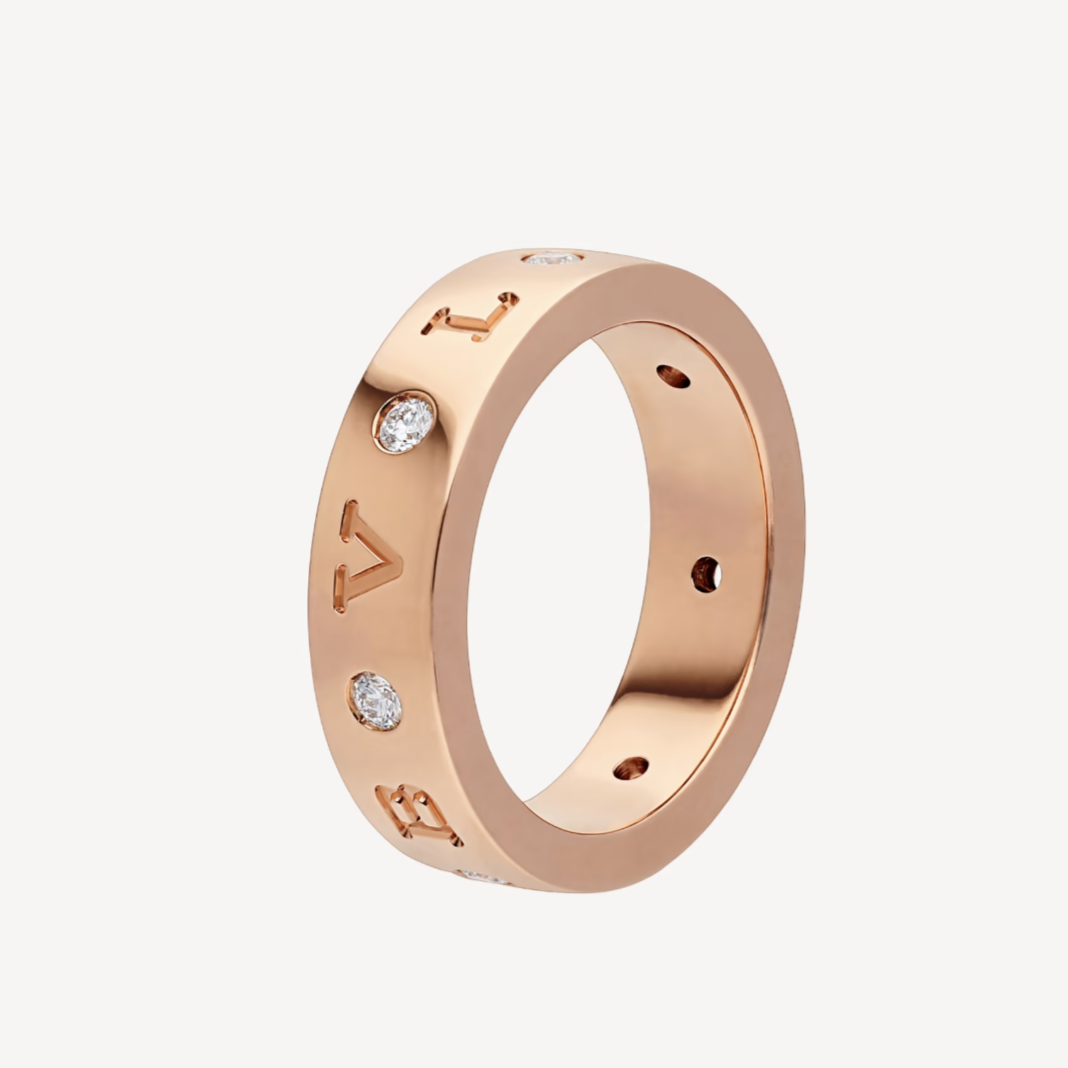 [⭐DORISW]ZERO 1 ESSENTIAL PINK GOLD BAND WITH DIAMONDS RING