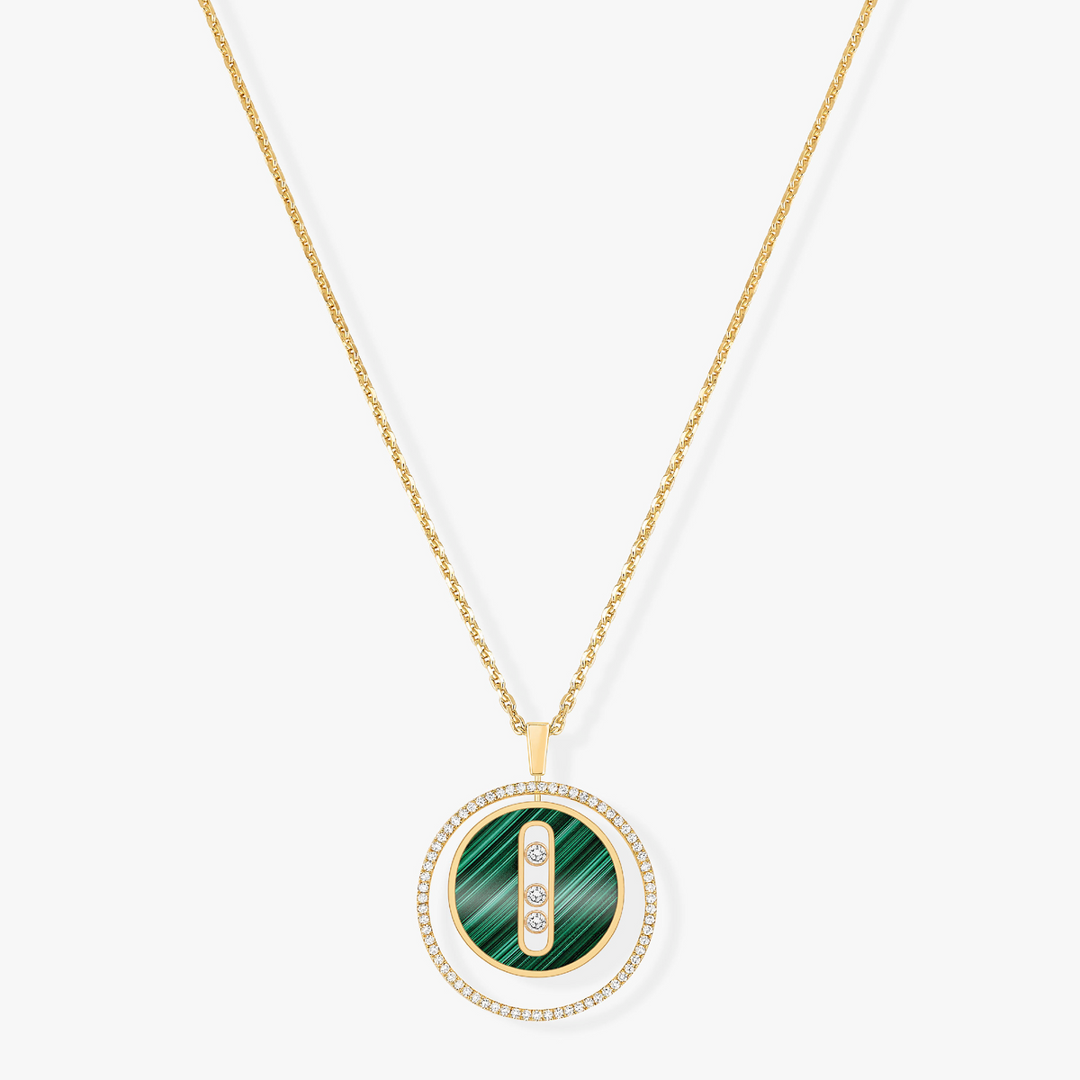 [[⭐DORISW] ]  MOVE 3 DIAMOND MALACHITE GOLD DIAMOND NECKLACE