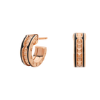 [⭐DORISW]ZERO 1 ROCK PINK GOLD EARRINGS WITH STUDDED SPIRAL AND BLACK CERAMIC