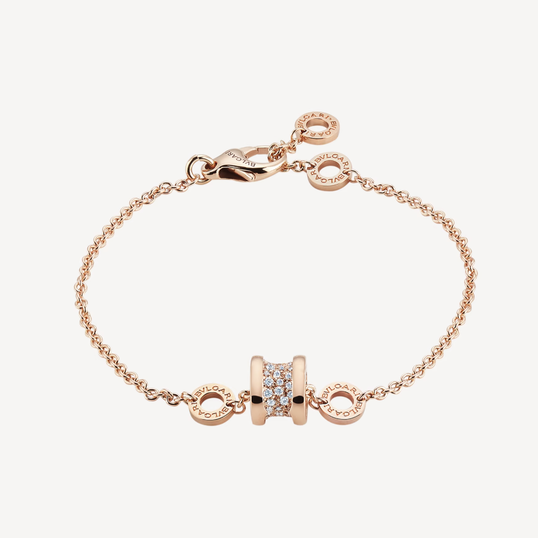[⭐DORISW]ZERO 1 SOFT PINK GOLD MIT DIAMANT-PAVÉ AN DER SPIRAL-ARMBAND