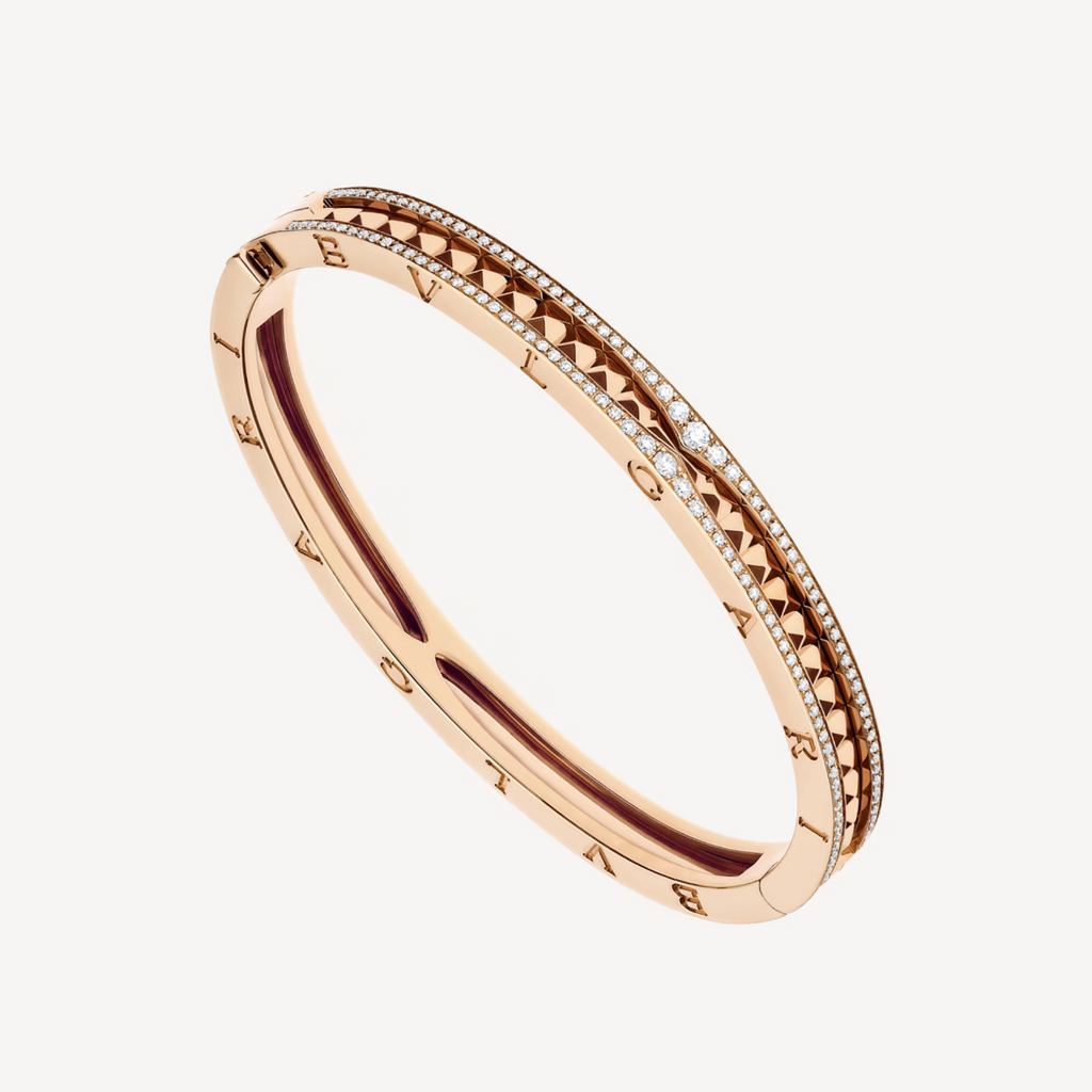 [⭐DORISW]ZERO 1 SPIRAL AND PAVED DIAMOND PINK GOLD BRACELET