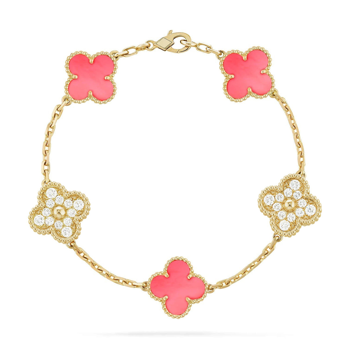 [[⭐DORISW] ]New  CLOVER 5 MOTIFS  PINK MOP BRACELET COLLECTION