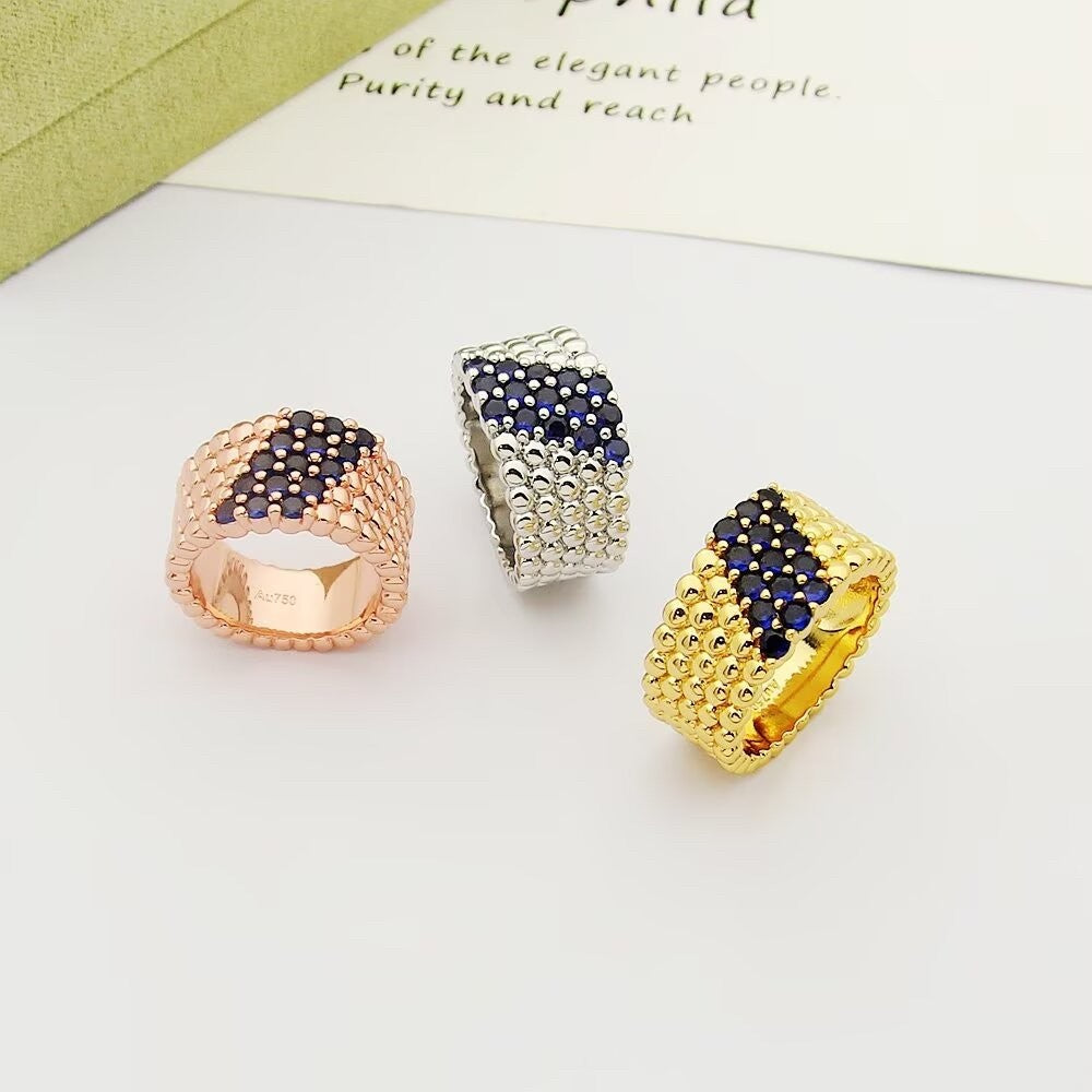 [[⭐DORISW] ] PERLEE DIAMANT-RING, 5-REIHIGES DESIGN MIT DIAMANTBESATZ
