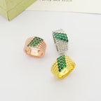 [[⭐DORISW] ] PERLEE DIAMANT-RING, 5-REIHIGES DESIGN MIT DIAMANTBESATZ