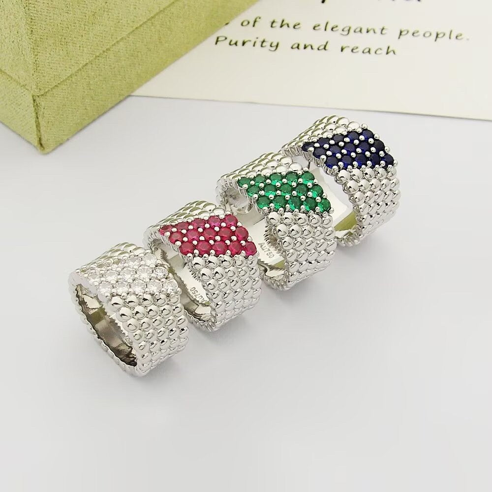 [[⭐DORISW] ] PERLEE DIAMANT-RING, 5-REIHIGES DESIGN MIT DIAMANTBESATZ