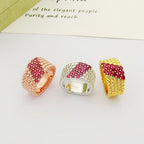 [[⭐DORISW] ] PERLEE DIAMANT-RING, 5-REIHIGES DESIGN MIT DIAMANTBESATZ