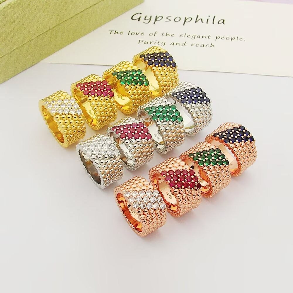 [[⭐DORISW] ] PERLEE DIAMANT-RING, 5-REIHIGES DESIGN MIT DIAMANTBESATZ