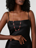 [DORISW]NEW CLOVER 5 MOTIFS PINK ENAMEL BRACELET
