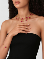 [DORISW]NEW CLOVER 5 MOTIFS PINK ENAMEL BRACELET