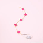 [DORISW]NEW CLOVER 5 MOTIFS PINK ENAMEL BRACELET
