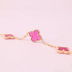 [DORISW]NEW CLOVER 5 MOTIFS PINK ENAMEL BRACELET