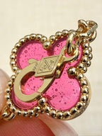 [DORISW]NEW CLOVER 5 MOTIFS PINK ENAMEL BRACELET