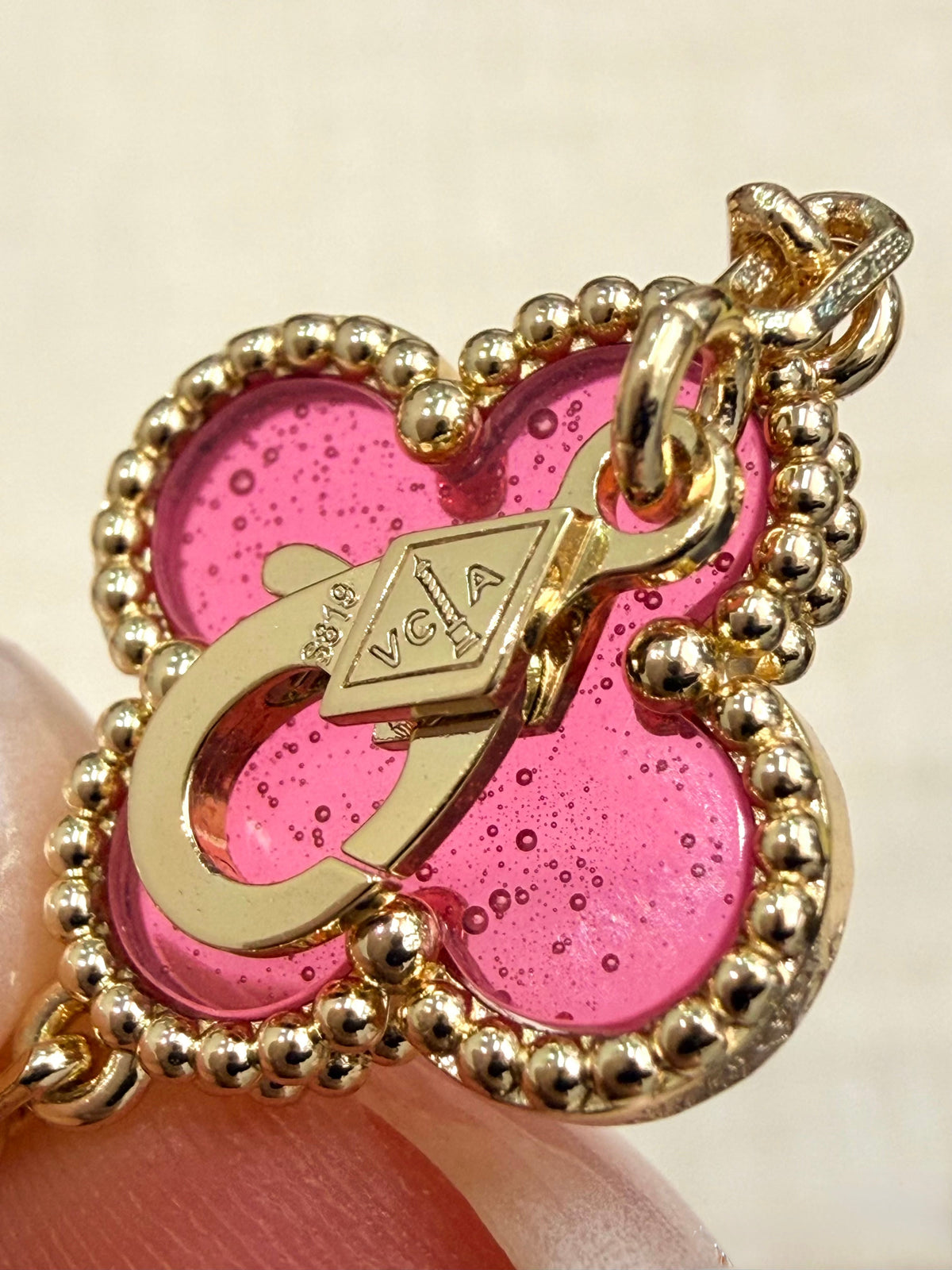 [DORISW]NEW CLOVER 5 MOTIFS PINK ENAMEL BRACELET