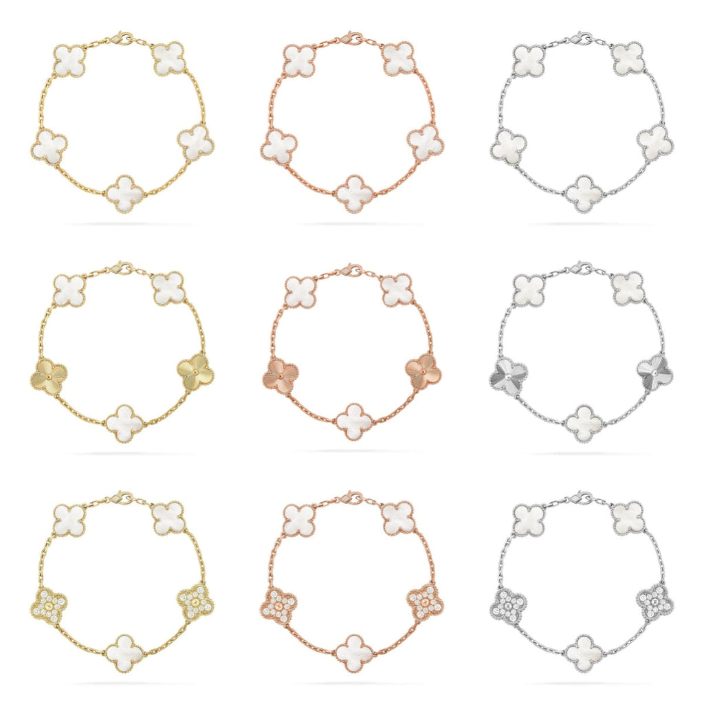[[⭐DORISW] ]NEUE CLOVER WHITE PEARL MOP 5-MOTIV ARMBAND-KOLLEKTION