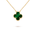 [⭐DORISW] CLOVER 15MM MALACHITE SINGLE FLOWER  NECKLACE