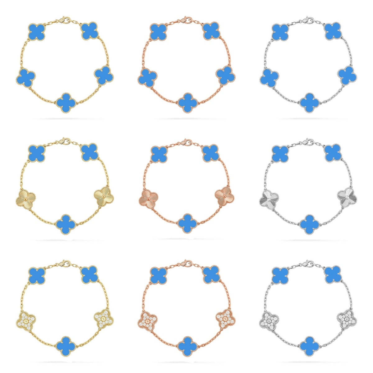 [[⭐DORISW] ]New CLOVER 5 MOTIF BLUE AGATE BRACELET COLLECTION