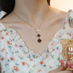 [⭐DORISW] HALSKETTE MIT STERN UND SONNE AUS ONYX UND ROSÉGOLD