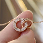 [⭐DORISW] LOVE 7.6MM ネックレス ローズゴールド＆シルバー フルダイヤモンド