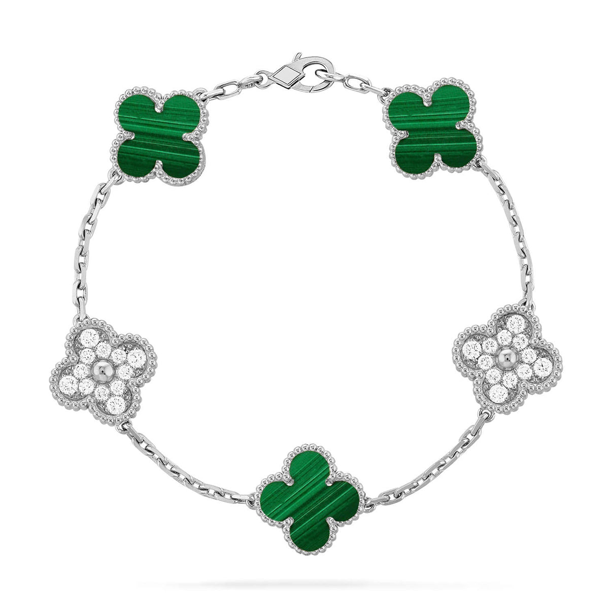 [[⭐DORISW] ]New  CLOVER 5 MOTIF MALACHITE BRACELET COLLECTION