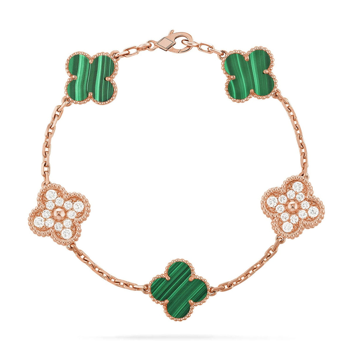 [[⭐DORISW] ]New  CLOVER 5 MOTIF MALACHITE BRACELET COLLECTION