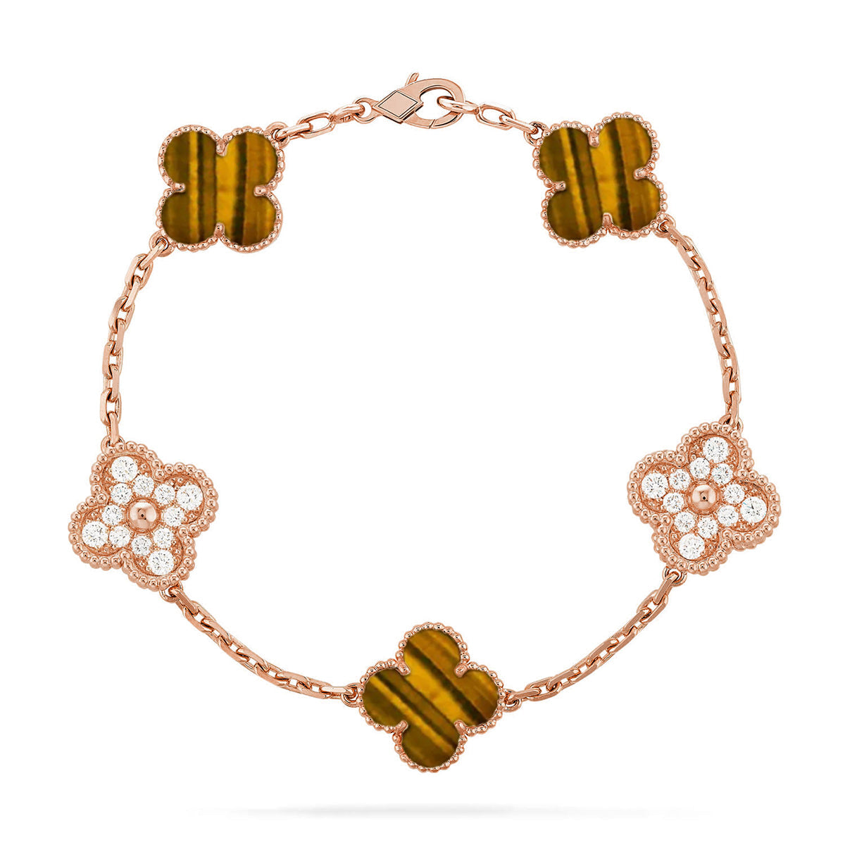 [[⭐DORISW] ]New  CLOVER 5 MOTIFS TIGER EYE BRACELET COLLECTION