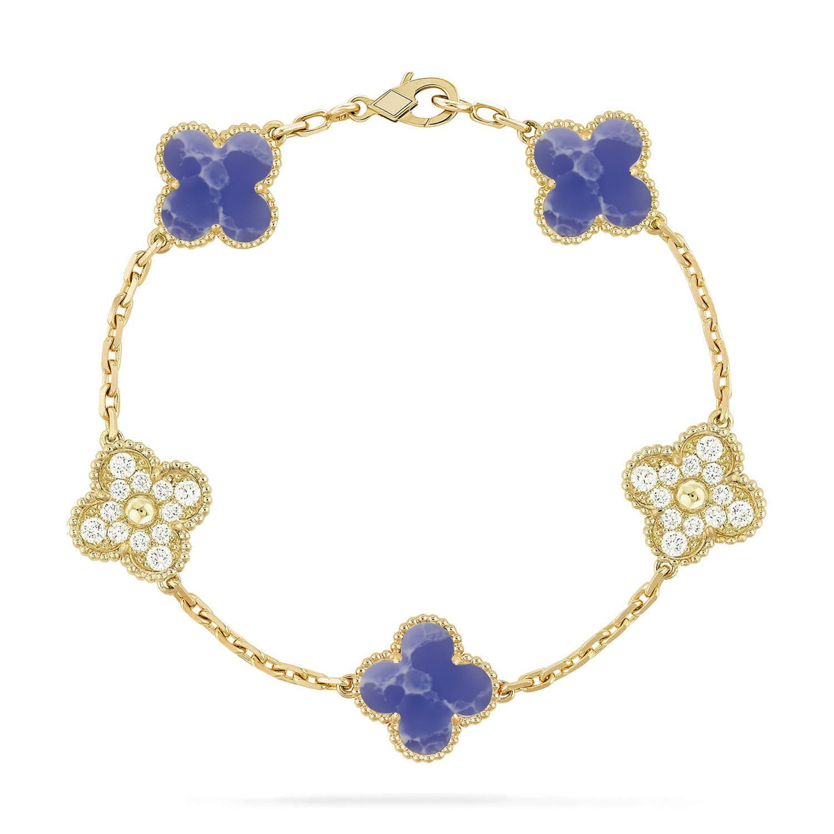 [[⭐DORISW] ]NEUE CLOVER 5 MOTIF ARMBAND-KOLLEKTION MIT BLAUEN ADERN