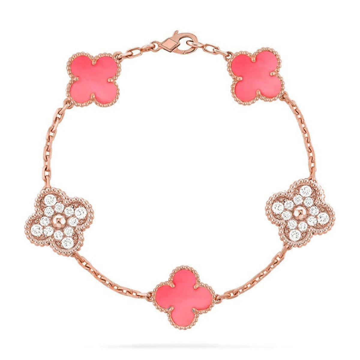 [[⭐DORISW] ]New  CLOVER 5 MOTIFS  PINK MOP BRACELET COLLECTION