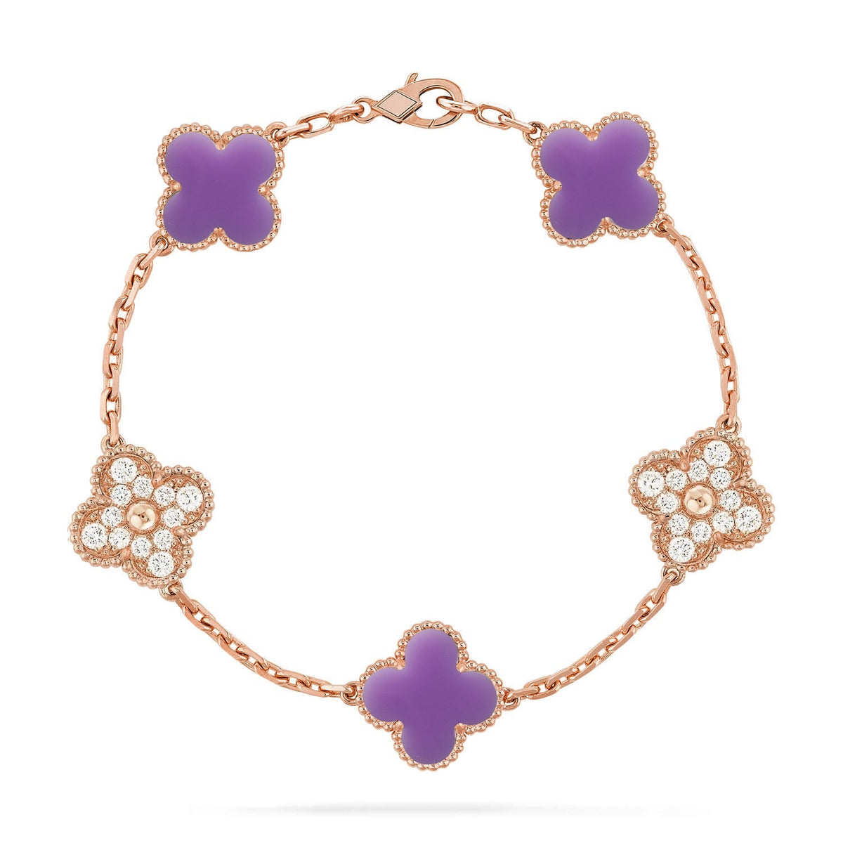 [[⭐DORISW] ]NEUE KOLLEKTION: CLOVER-ARMBAND MIT 5 MOTIVEN IN HELLVIOLETT
