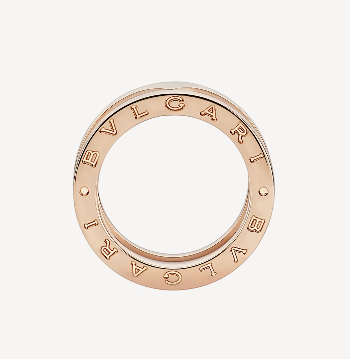 [⭐DORISW]ZERO 1 TWO-BAND LOOPS AND WHITE CERAMIC SPIRAL PINK GOLD RING