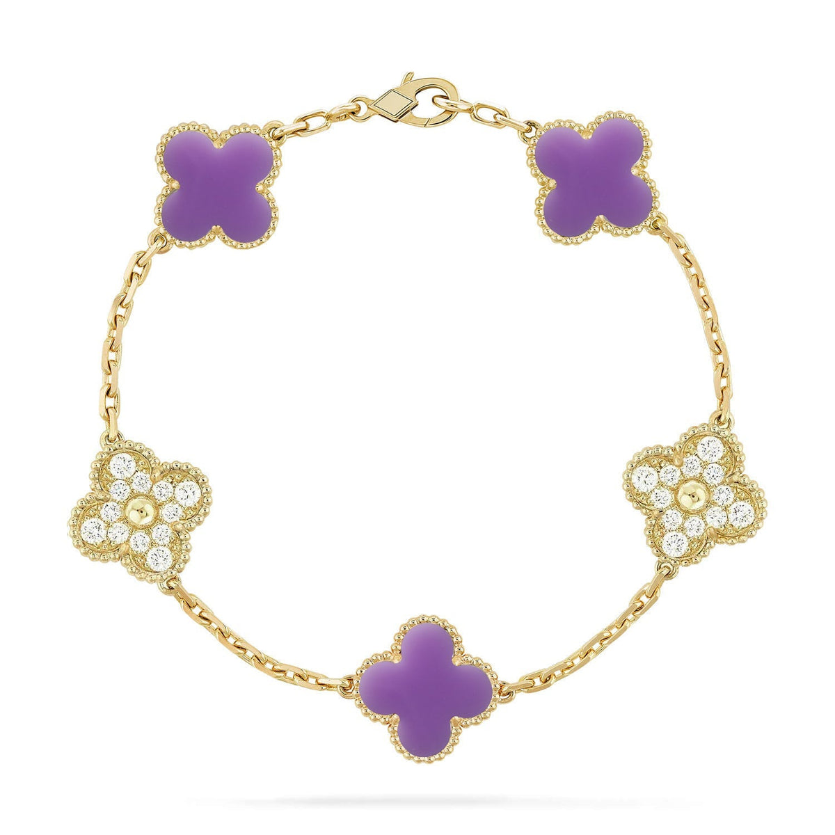[[⭐DORISW] ]NEUE KOLLEKTION: CLOVER-ARMBAND MIT 5 MOTIVEN IN HELLVIOLETT
