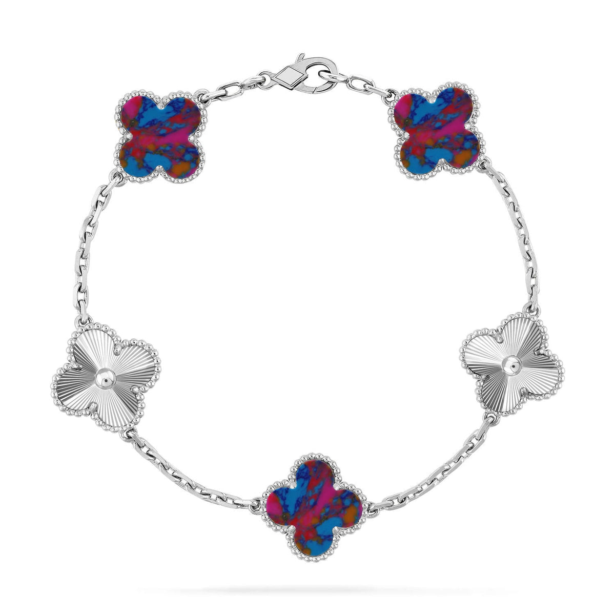 [[⭐DORISW] ]NEUE CLOVER 5 MOTIV FARBSTEIN-ARMBAND-KOLLEKTION