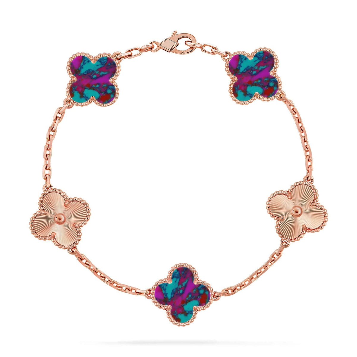 [[⭐DORISW] ]NEUE CLOVER 5 MOTIV FARBSTEIN-ARMBAND-KOLLEKTION