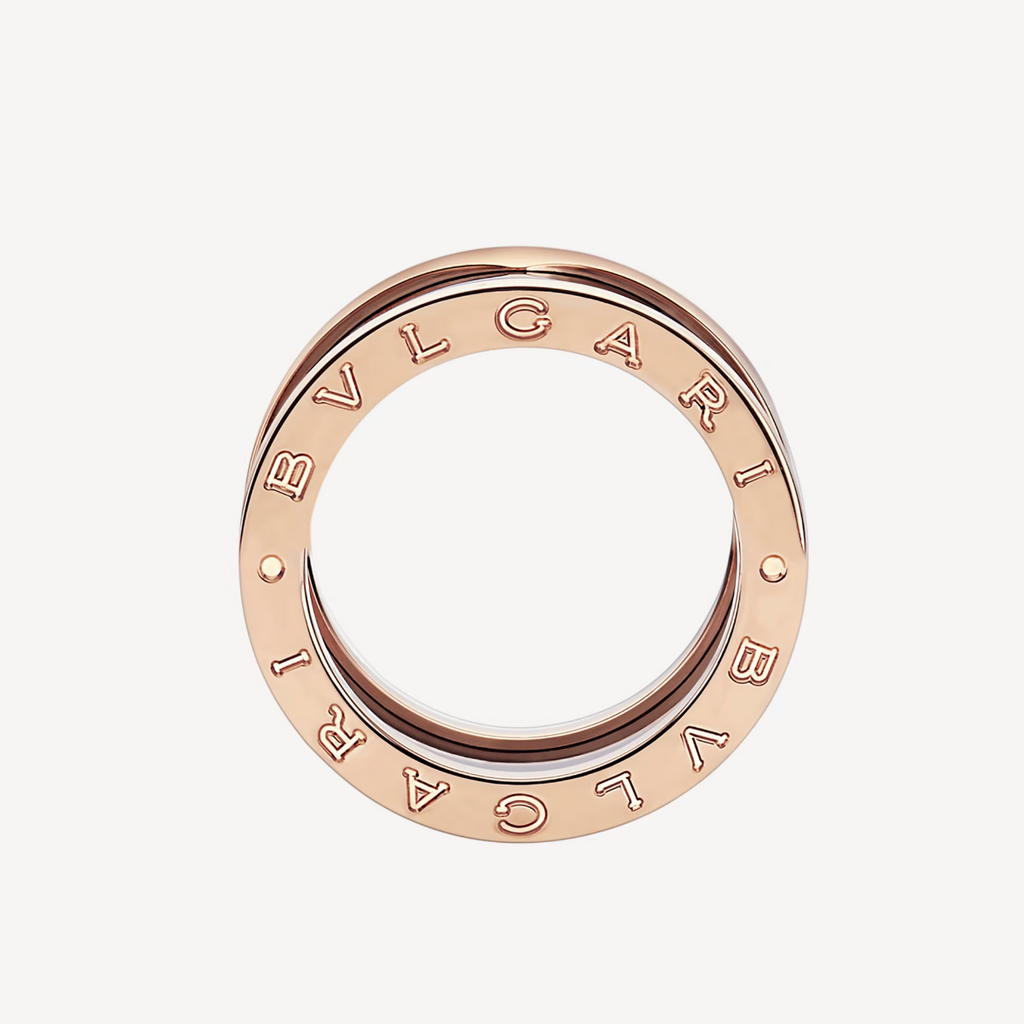 [⭐DORISW]ZERO 1 FOUR-BAND LOOPS AND BLACK CERAMIC SPIRAL PINK GOLD RING