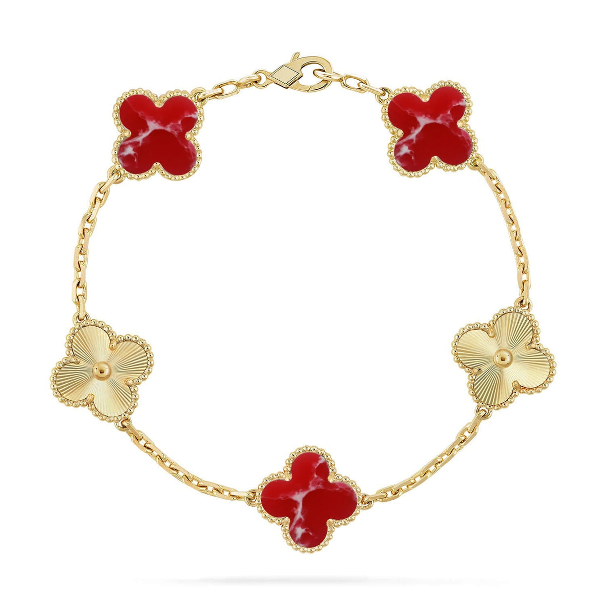 [[⭐DORISW] ]New CLOVER 5 MOTIF RED PATTERN BRACELET COLLECTION