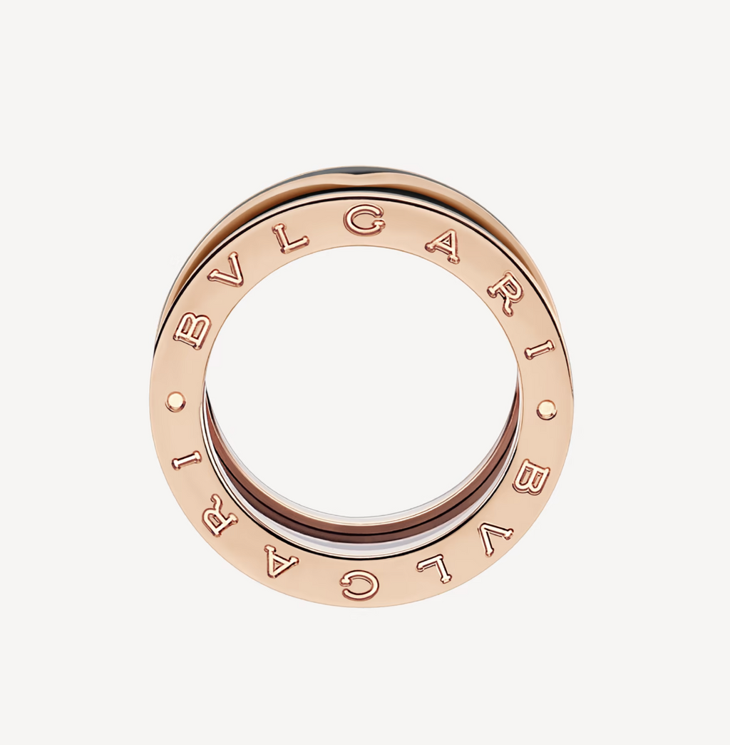 [⭐DORISW]ZERO 1 TWO-BAND WITH MATTE BLACK CERAMIC PINK GOLD RING