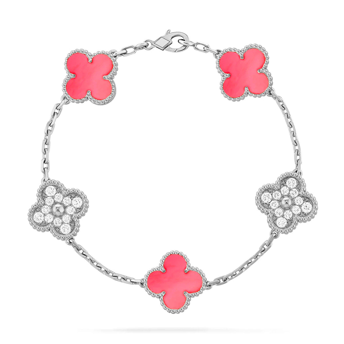 [[⭐DORISW] ]New  CLOVER 5 MOTIFS  PINK MOP BRACELET COLLECTION