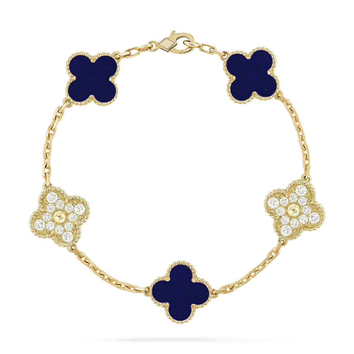[[⭐DORISW] ]NEUE KOLLEKTION: CLOVER 5-MOTIV ARMBAND MIT LAPISLAZULI