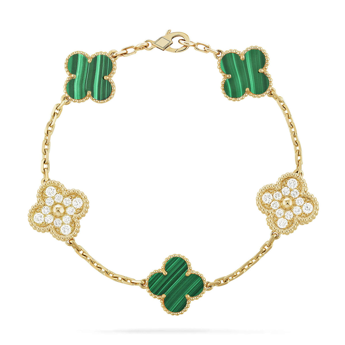 [[⭐DORISW] ]New  CLOVER 5 MOTIF MALACHITE BRACELET COLLECTION