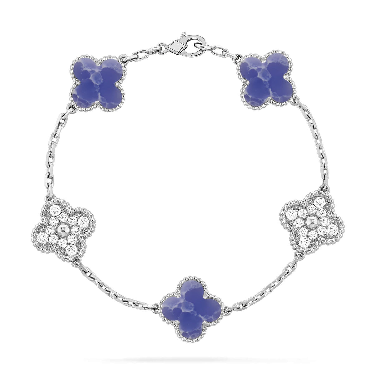 [[⭐DORISW] ]NEUE CLOVER 5 MOTIF ARMBAND-KOLLEKTION MIT BLAUEN ADERN