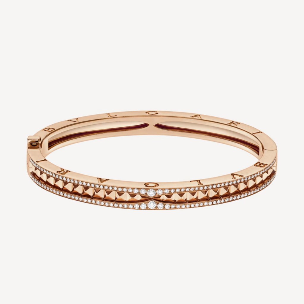 [⭐DORISW]ZERO 1 SPIRAL AND PAVED DIAMOND PINK GOLD BRACELET