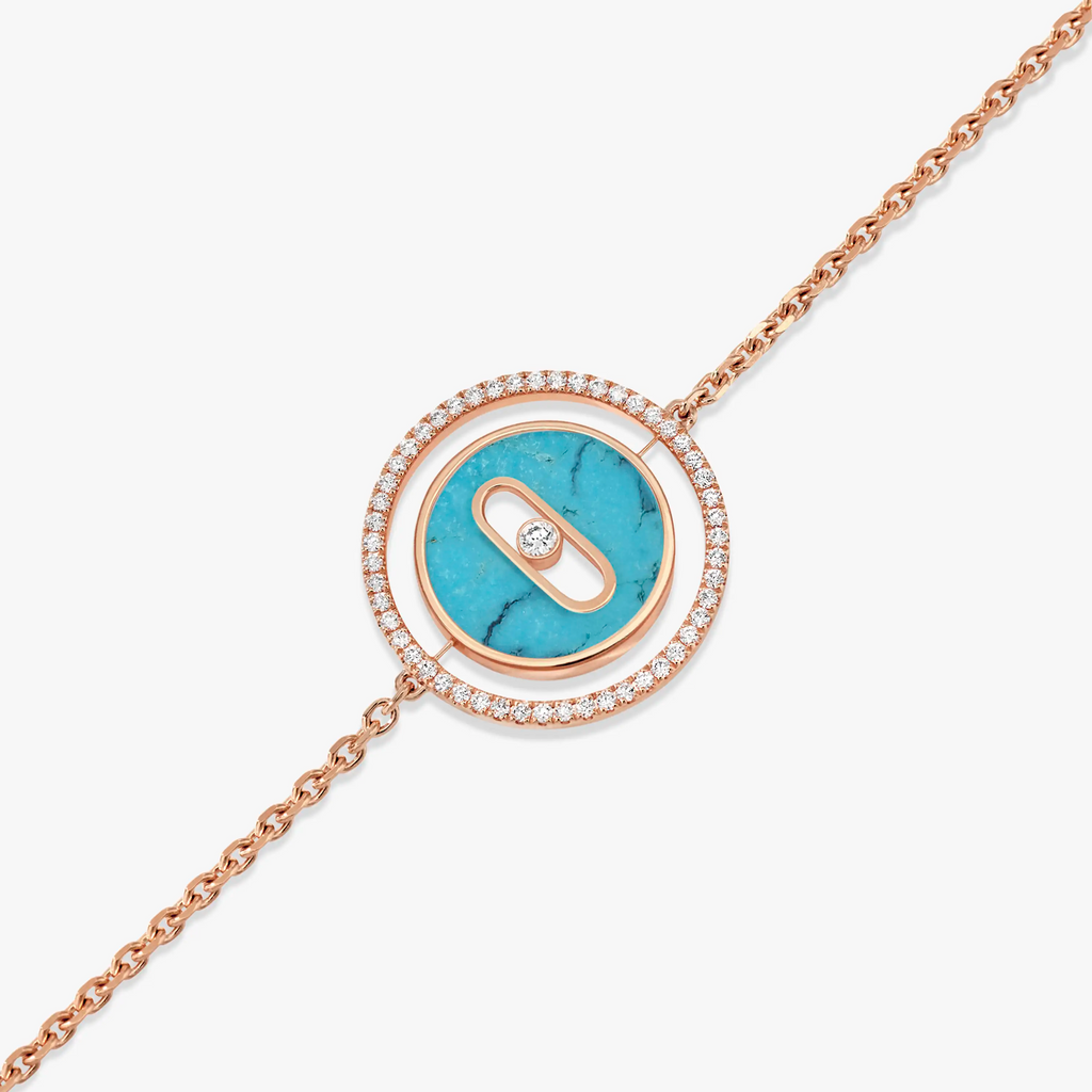 [⭐DORISW]LUCKY MOVE TURQUOISE PINK GOLD DIAMOND BRACELET