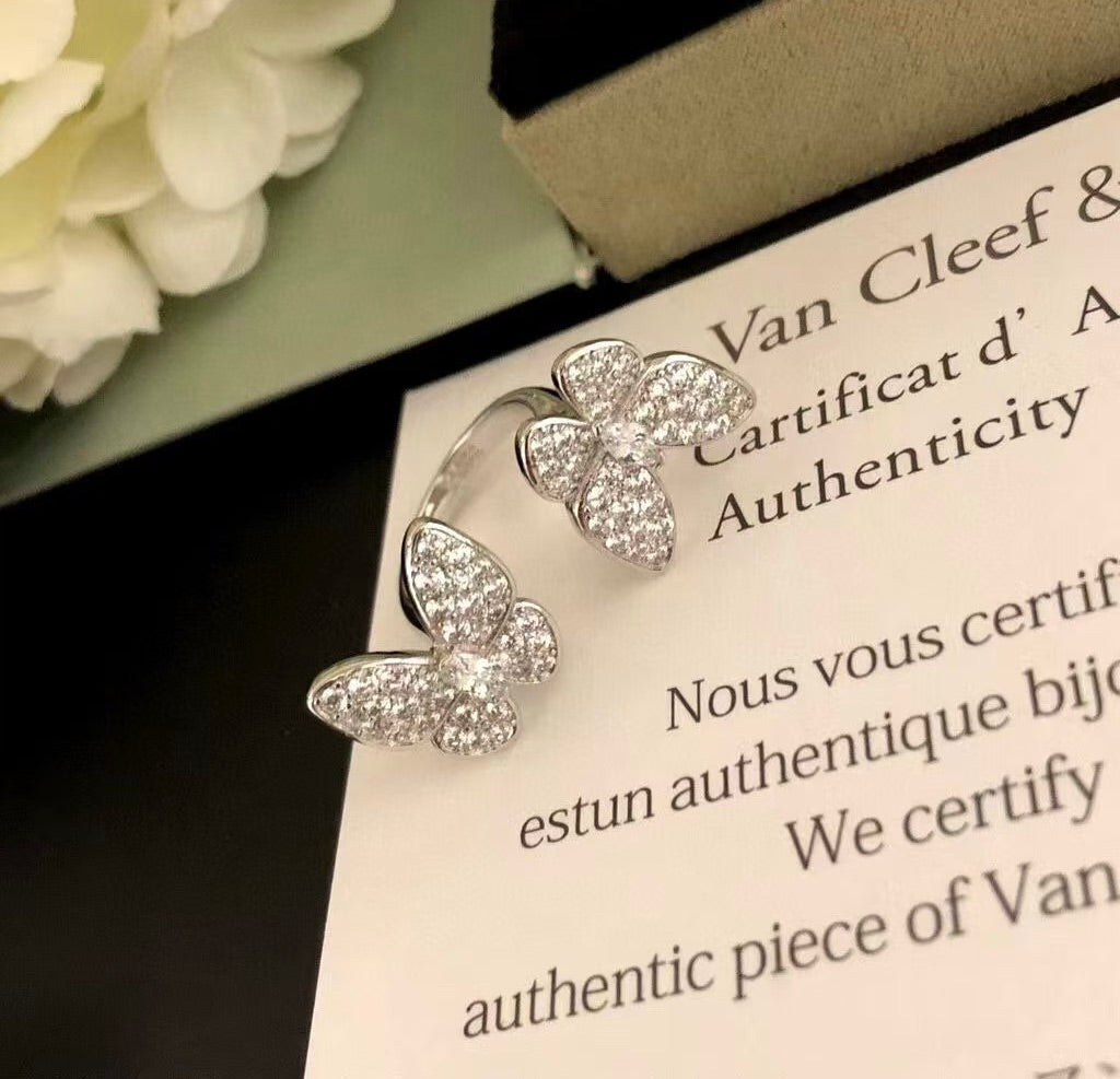 [⭐DORISW] ZWILLINGS-SCHMETTERLINGS-DIAMANT-RING IN SILBER