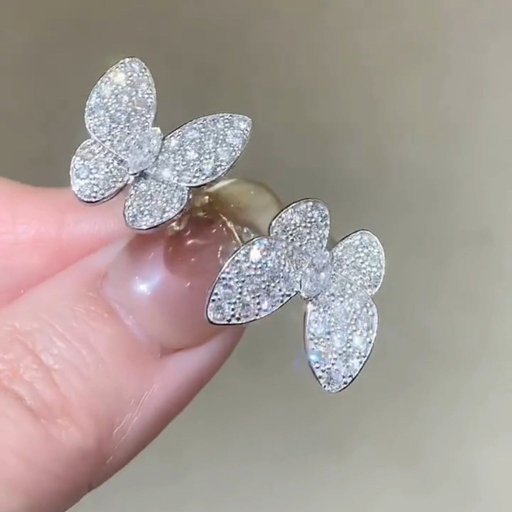 [⭐DORISW] ZWILLINGS-SCHMETTERLINGS-DIAMANT-RING IN SILBER