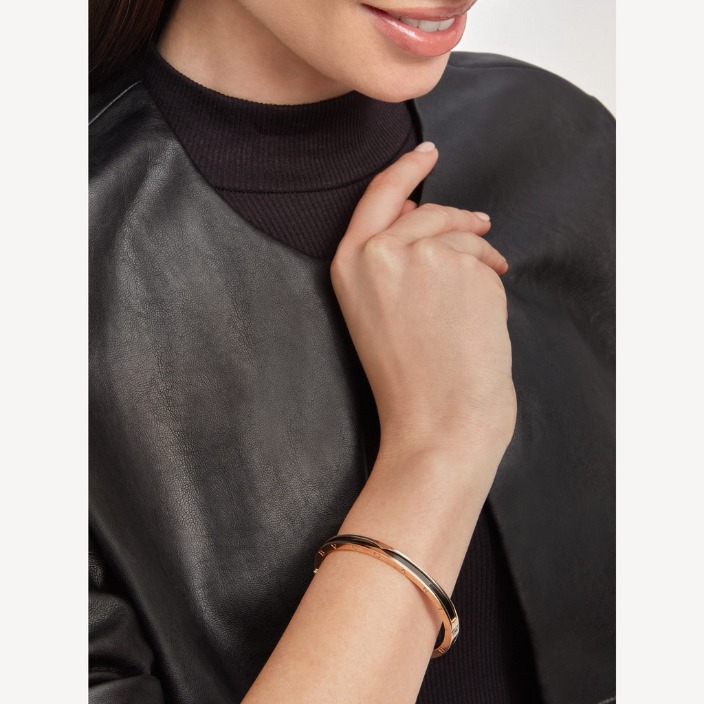 [⭐DORISW]ZERO 1 PINKGOLD MIT ARMBAND AUS SCHWARZER KERAMIK