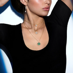[[⭐DORISW] ]  MOVE 3 DIAMOND MALACHITE GOLD DIAMOND NECKLACE